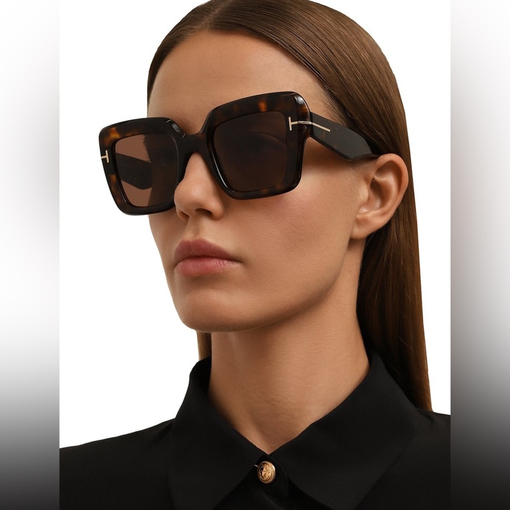 💯- New Authentic TOM FORD - ESME TF1157 SHINY DARK HAVANA Sunglasses